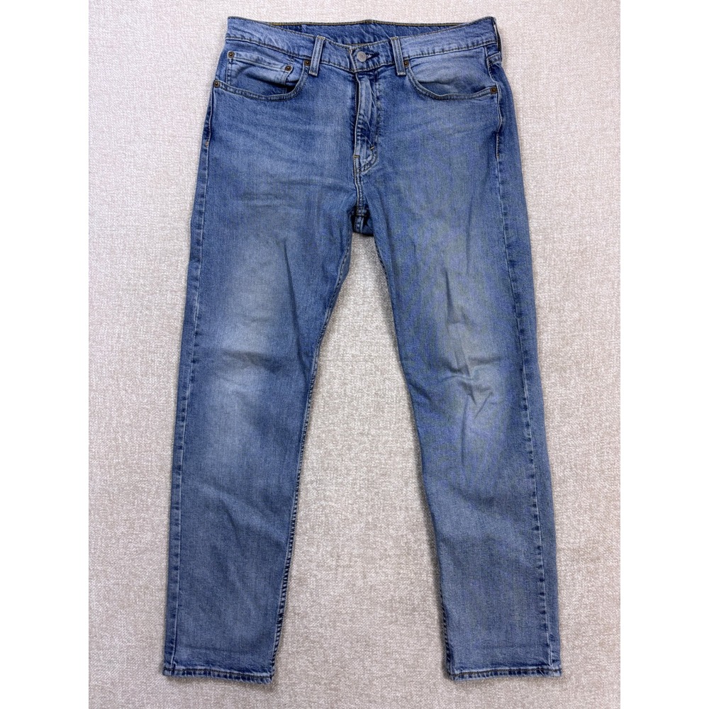 Levis 502 Regular Taper Mens Jeans 34x32 Medium Wash Blue Stretch Denim